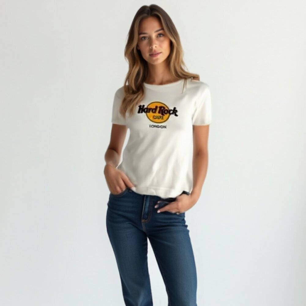 ❤️ Vintage Hard Rock Cafe London White T-Shirt girl L